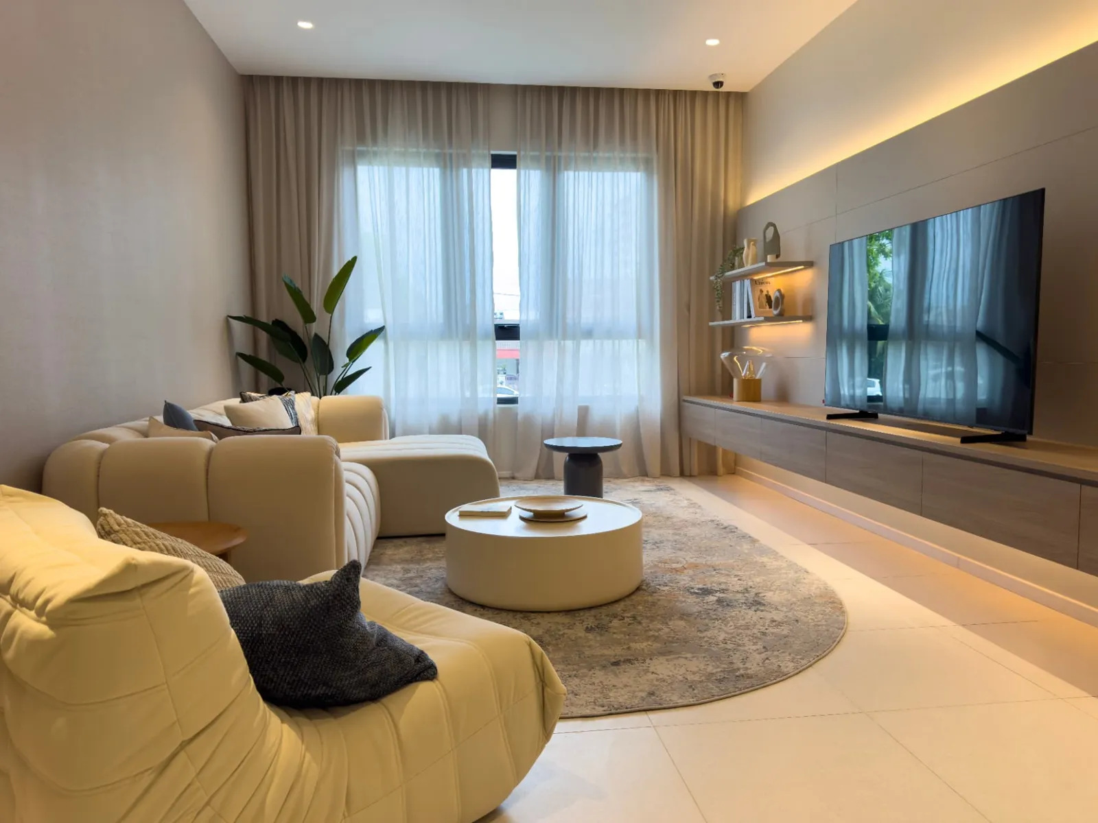 Living room with TV wall